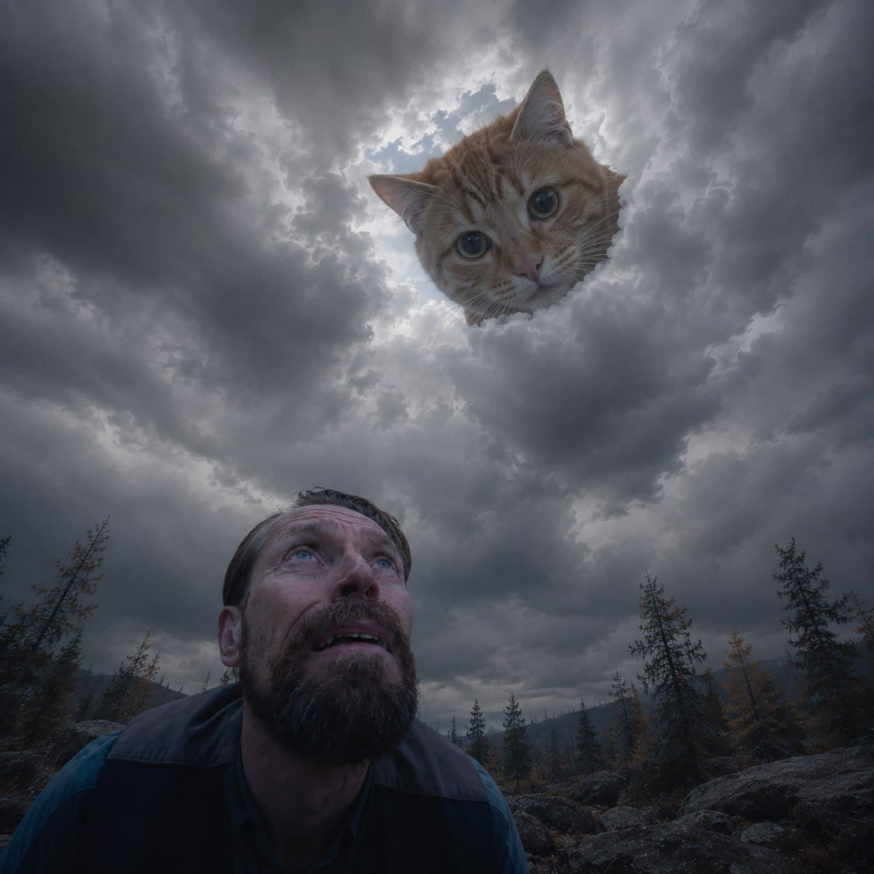 Ceiling Cat appearing in the clouds